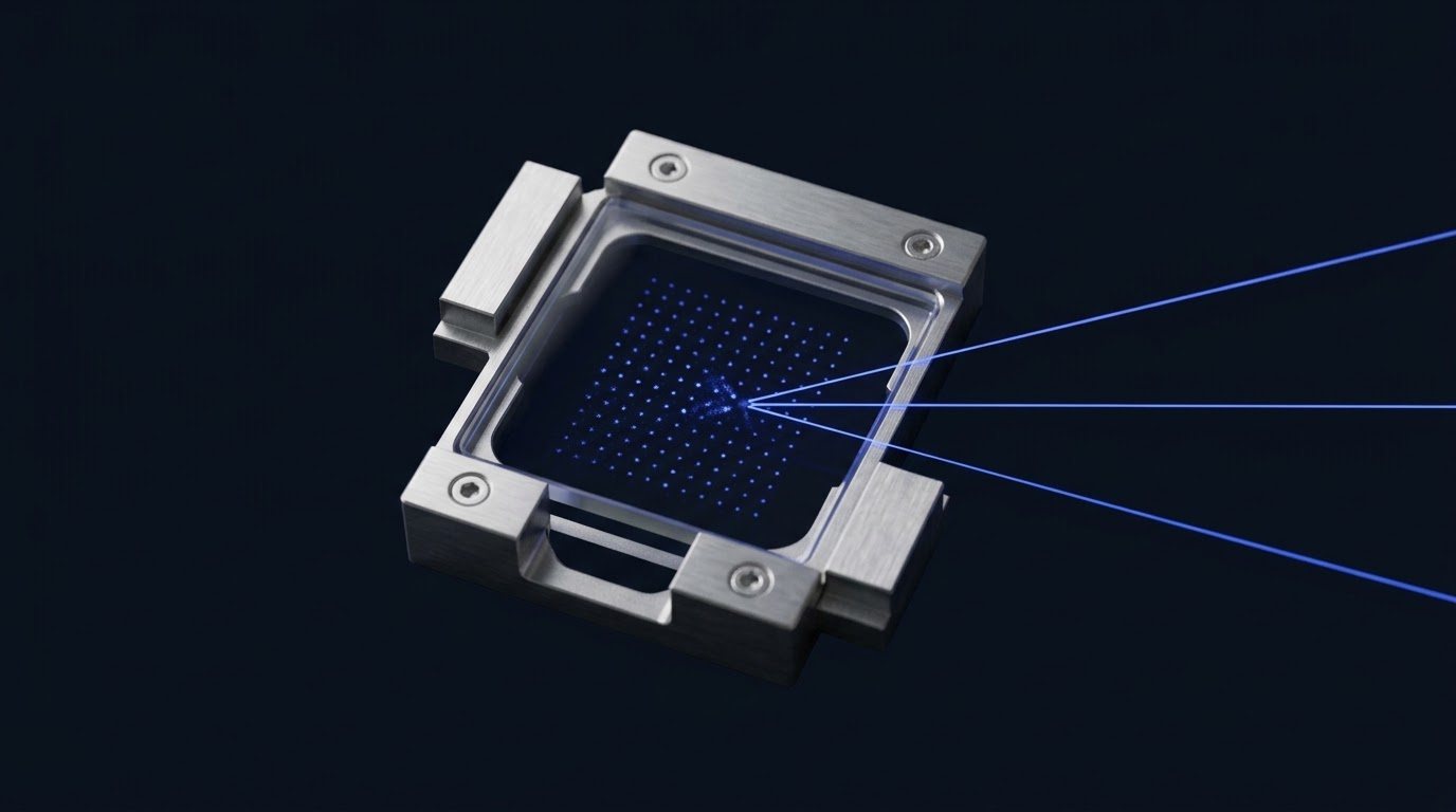 Neutral-atom quantum processor cell with a trapped-atom array and addressing lasers