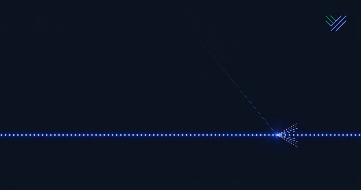 A single row of trapped atoms with a measurement pulse